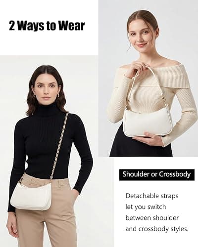 VODIU Shoulder Bag for Women, Clutch Tote Handbags Small Purse Hobo Bag | Cute White Purse with 2 Removable Straps and Zipper Closure; Use as an Underarm, Crossbody, Clutch, or Tote Bag thumbnail 4