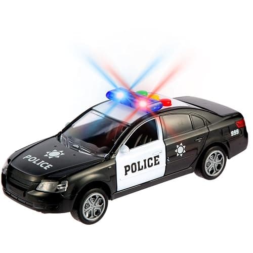 Cemirk Police Car Toy with Lights and Sounds, Friction Powered Cars for Kids, Durable 1:36 Scale Toy Car for Boys and Girls, No Battery Required - Image 1