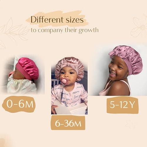 YANIBEST 2 PCS Soft Satin Bonnet, Overnight Protection, Kids Toddler Baby | Butter-satin Sleep Cap, Reduce Frizz, Maintain Moisture, Curly Natural Hair, Infant Newborn, Girls Boys thumbnail 4