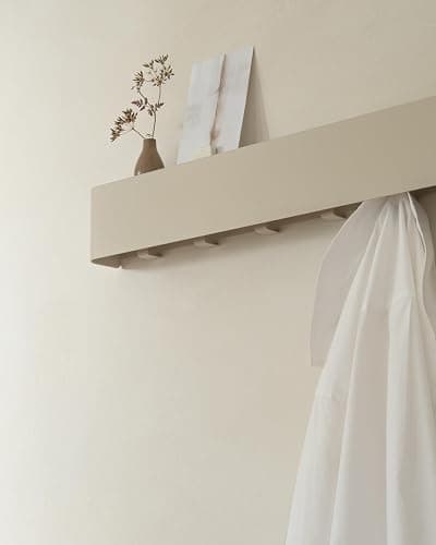 Kazai.® Porte manteau mural design 'Tone' | Porte-manteau moderne avec crochets cachés et étagère murale | Patère en métal design pour entrée | Patère murale pour montage mural | Taupe thumbnail 4