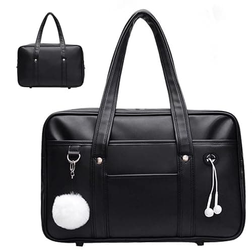 Japanese School Bag, Large Capacity PU Leather Japanese Bag with Multi-pocket, School Handbag with Headphone Cable Hole, Zipper Shoulder for Student Uniform Laptop. - Image 1