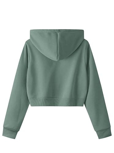 Remidoo Women's Zip Up Cropped Hoodie Crop Top Sweatshirt Drawstring Long Sleeve Jacket thumbnail 3