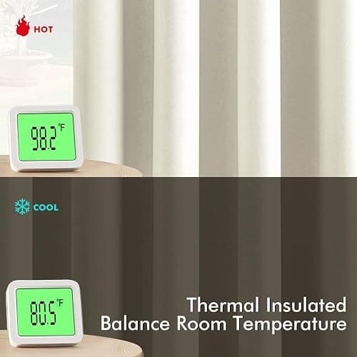 MIULEE Cream Blackout Curtains for Bedroom Living Room 63 Inches Long 2 Panels, Thermal Insulated Room Darkening Drapes Solid Grommet Noise Reduction Light Blocking Window Treatments 40x63 Inch thumbnail 3