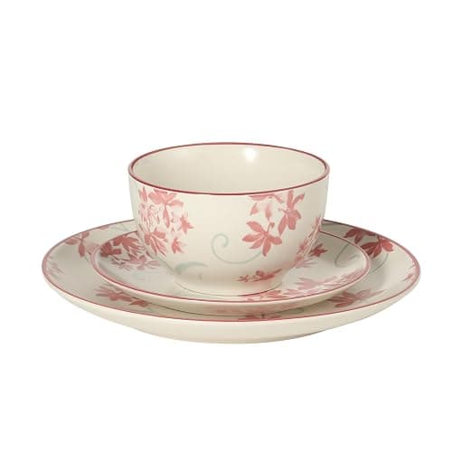 Gibson Home Admiral Hall 12-Piece Matte Stoneware Dinnerware Set – Dinner Plates, Salad Plates & Bowls with Pink Floral Pattern, Durable Everyday Dish Set, Microwave & Dishwasher Safe thumbnail 4