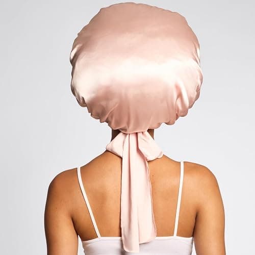 Kitsch XL Satin Bonnet for Sleeping - Softer Than Silk Hair Bonnet For Women - Secure Fit, Adjustable Night Cap For Curly & Textured Hair - Prevents Breakage, Tangles & Thinning - Blush thumbnail 8
