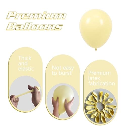 IXVAN Pastel Yellow Balloons 145pcs Different Sizes 18 12 10 5 Inches Light Yellow Latex Balloon Garland Arch for Birthday Baby Shower Wedding Anniversary Graduation Party Decorations thumbnail 3
