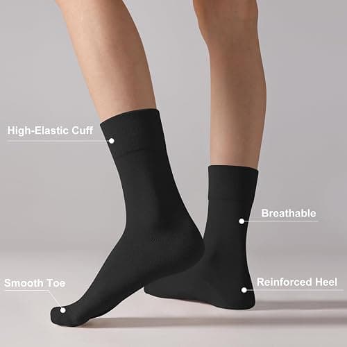 ANDERE ARTE Womens Viscose Bamboo Crew Socks Casual Calf Dress Socks Soft Above Ankle Sock 3-5 Pairs thumbnail 3