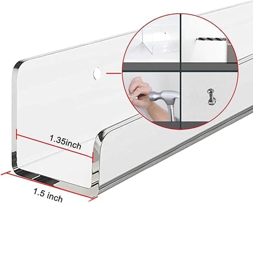 Cerpourt 8 Pack 12'' Clear Acrylic Record Display Shelf - Wall Mount and Display Your Favorite LP Records in Style thumbnail 5