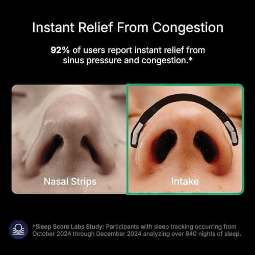Intake Breathing Nasal Strip Starter Kit (15 Count, Black) - Boost Oxygen Intake, Reduce Snoring, Improve Sleep Quality - Sweat Resistant, Skin Safe Nasal Strips - Extra Strength Snoring Solution thumbnail 5