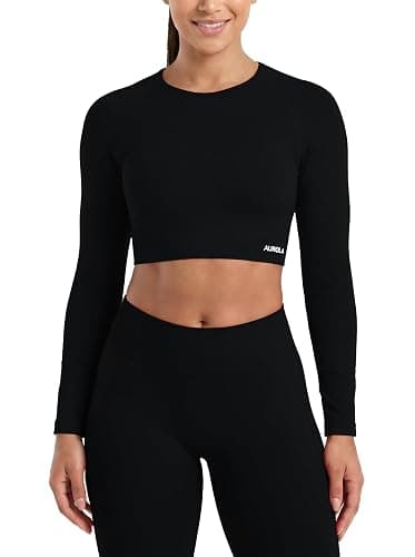 AUROLA Serpent Women's Seamless Long Sleeve Crop Top Workout Shirts | Crew Neck, Serpent Print, Cropped Length, Slim Fit, Sculpting Seamless Knit, Moisture-wicking, Activewear, Athletic Yoga Top - Image 1