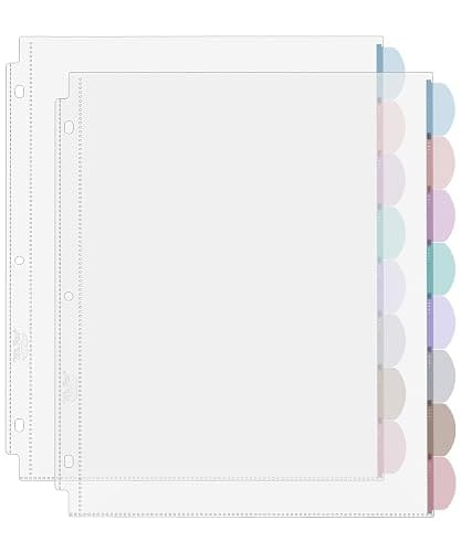 Mr. Pen- Clear Sheet Protectors with Tabs, 8 Tabs, 2 Sets, Clear Plastic Dividers for 3 Ring Binder, Insertable Index Page Divider Multicolor Tabs - Image 1