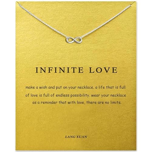 Friendship Infinite 8 Necklace Lucky Elephant Star Pearl Circle Pendant Necklace for Women Gift Card… - Image 1