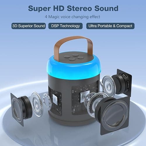 Onihan Karaoke Machine for Kids with 2 Microphones, Portable Kids Karaoke Machines for Girls with LED Party Lights,Girls Toys Birthday Gifts for Kids Age 14-18 (Black 2 Mic) - Black thumbnail 5