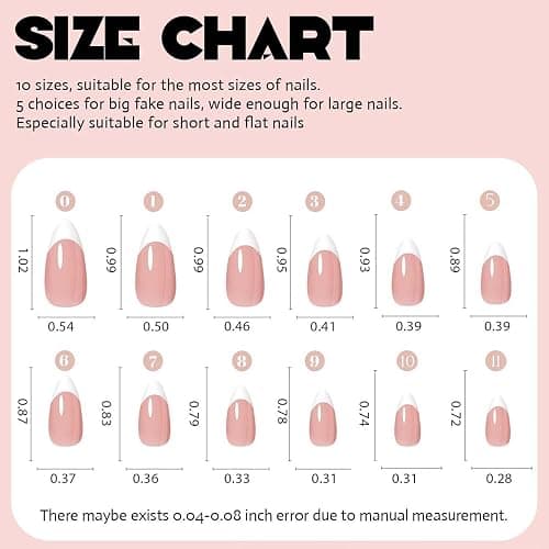 216 Pcs French Tip Press on Nails Meidum Almond Fake Nails 9 Color French Tips Glossy Acrylic Glue On Nails Full Cover Soft Gel False Nail Tips Kit for Women DIY Nail Art Manicure 12 Size thumbnail 6
