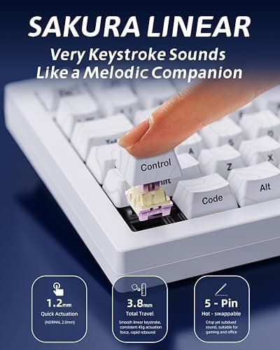 ZORNHER ZH870 Wireless Gaming Mechanical Keyboard,80% White Custom Creamy Sound Keyboard with Lighted Up White Topographic Keycaps,Creamy Sounding Linear Switches,Hot-Swappable,RGB Backlit thumbnail 5