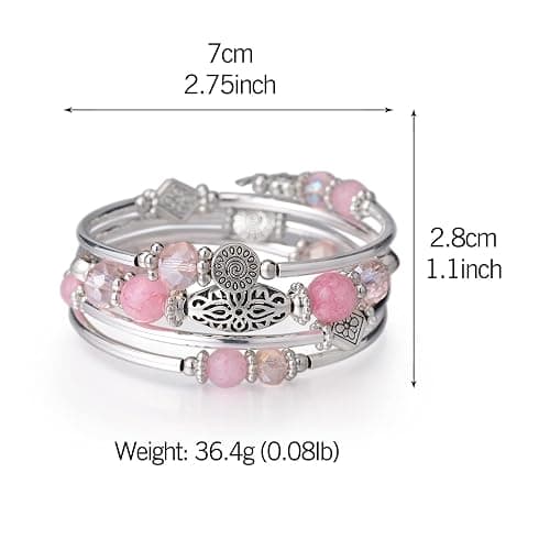 FULU AUTUMN Stackable Beaded Bracelets for Women Boho Wrap Silver Bracelet Layered Fashion Jewelry Gifts for Her thumbnail 6