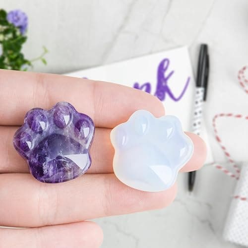 Amethyst Cat Crystal Worry Stone, Natural Healing Stone Gift | Natural Cat Stone for Anxiety Relief, Pocket Meditation Stone, Small Desk Decor, Healing Crystal, Unique Gift for Cat Lovers thumbnail 6