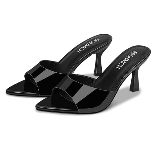 SHMCH Women’s Pointed Toe Mule Sandal Heels, Slip On Open Toe Kitten Heels for Women, Heeled Sandals Mules for Dress,Casual Outfits thumbnail 7