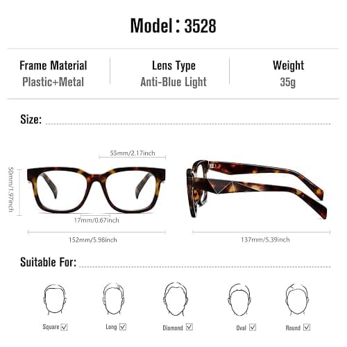 kimorn Blue Light Blocking Glasses,Anti Eyestrain & UV Protection,Square Frame Glasses for Women and Men thumbnail 3