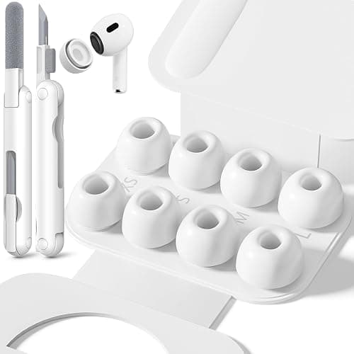 Inesore 4 Pairs Replacement Ear Tips for AirPods Pro 2nd/1st (White) | with Noise Reduction Hole & Built-in dust Guard Screen,Silicone,with Portable Storage Box & Cleaner Pen,4 Size (XS/S/M/L) - Image 1