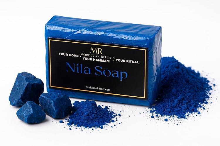 Moroccan Rituals Soap Bar 200g | 100% Natural & Chemical-Free Nourishing Hammam Spa Treatment | Hydrating, Softening & Rejuvenating | Traditional Moroccan Beauty Ritual (200g, Blue Nila) - Image 1