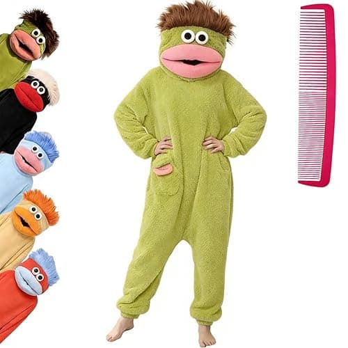 Brrioe Funny Big Mouth Monster Onesie Pajamas with Large Comb – Oversized Plush Fleece Hooded One Piece for Sleep & Party - Image 1