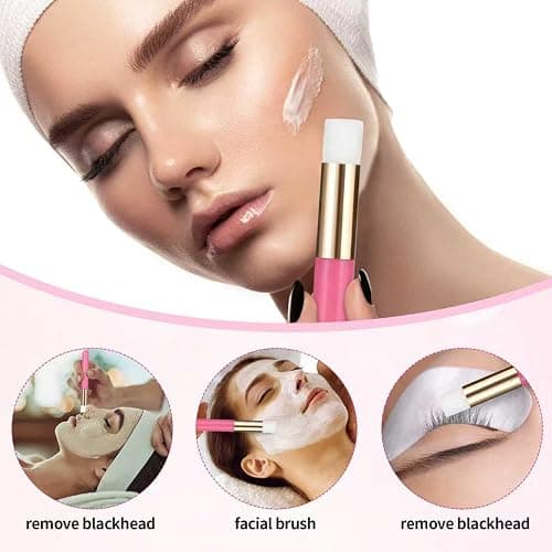 50 Pcs Lash Shampoo Bottle Brushes Set 10 Empty Foam Pump Dispensers 10 Label Stickers 10 Mascara Wands Tubes 10 Cleansing Brush 10 Bag for Eyelash Extensions Aftercare(Rose Red) thumbnail 4