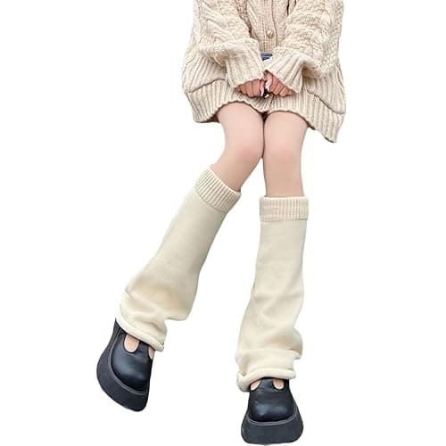 Fernvia Womens Lolita Knit Long Socks Leg Warmers Harajuku Japanese Kawaii Boot Socks Winter Ankle Heap Sock thumbnail 2