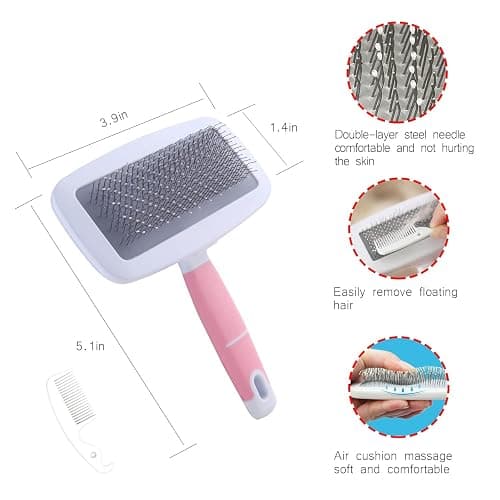Crafterlife Small Animal Pet Grooming Kit Pet Shedding Slicker Brush, Bath Massage Glove, Pet Grooming Comb, Nail Clipper Trimmer Rabbit, Puppy, Kitten, Guinea Pig, Hamster, Ferret (Pink), 6 Pc Set thumbnail 4