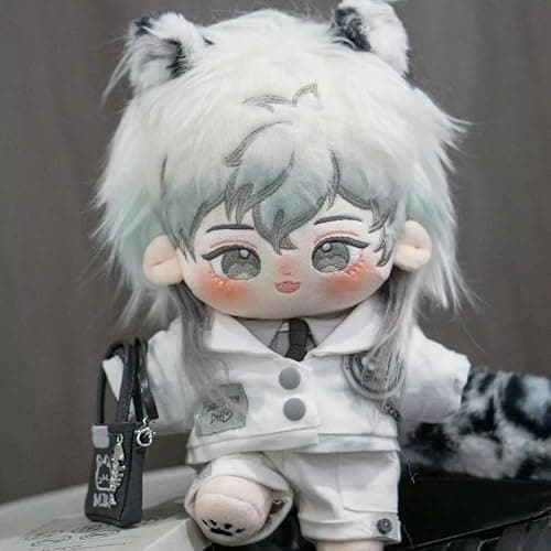 niannyyhouse 20cm Plush Doll Clothes Hat Coat Shirt Pants Backpack Glasses White Cat Set 8in Doll Accessories Dress Up thumbnail 5