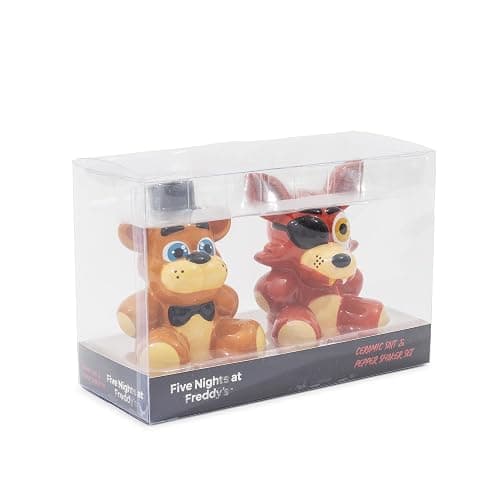 Five Nights At Freddy's Freddy and Foxy Ceramic Salt and Pepper Shaker Set | Spice Dispenser Storage Canisters thumbnail 5
