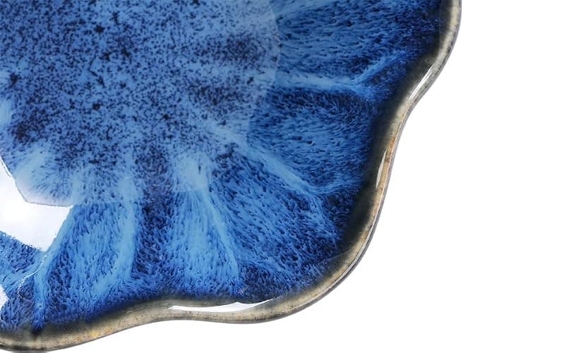 Lotus Leaf Shape Decorative Ring Tray, Small Key Bowl, Ceramic Trinket Tray Jewelry Dish Organizing Necklace Earrings, Home Decoration for Mom Best Friend Sister, Blue. thumbnail 4