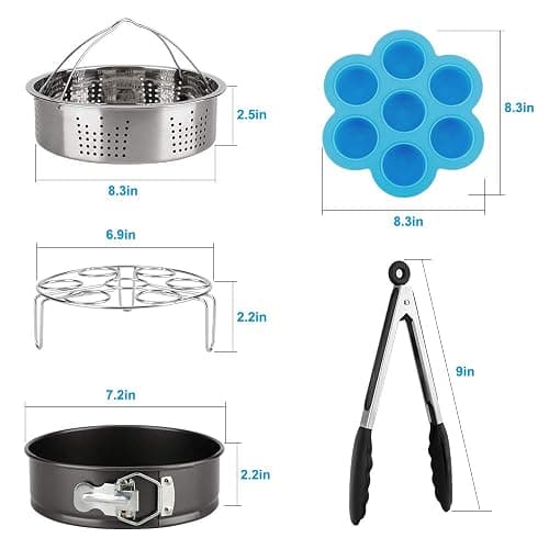 Accessories-Set-for-Insta-Pot, Accessory Compatible with Instant Pot 6 Qt 8 Quart, with Steamer Basket Cheesecake Pan Egg Steam Trivet Silicone Mold Mitts Tong thumbnail 3