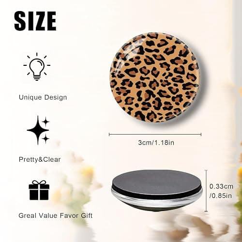 Glass Refrigerator Magnet 6Pcs Magnetic Fridge Sticker,Decor for Kitchen,Whiteboard, Cabinet,Leopard Print thumbnail 3