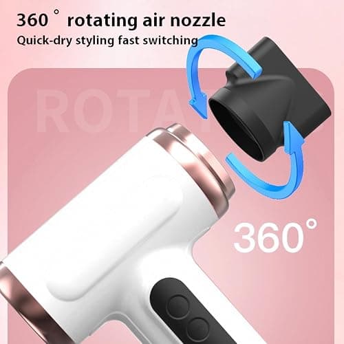 Vikye Cordless Hair Dryer,15000mAh Rechargeable Hair Dryer,3 Adjustable Cold Hot Wind,200W Battery Operated Hair Dryer for Travel Camping thumbnail 7