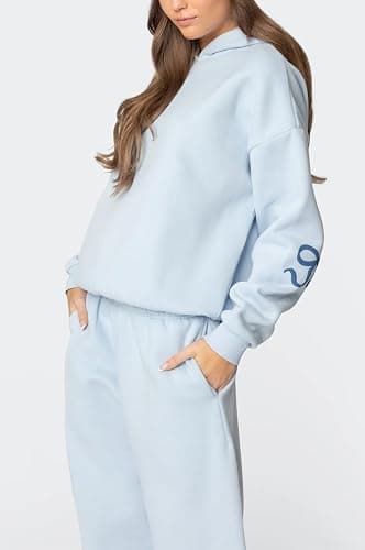Pivanzore Polka Dot Sweat Set for Women Two Piece Bow Print Tracksuit Long Sleeve Hoodie Wide Leg Sweatpants 2 Piece Outfits thumbnail 5