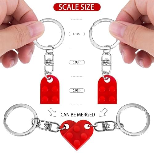 BOBIPRO Couples Matching Stuff Gifts - Red Heart Keychain, Matching Couple Heart Keychains Decorations Christmas Valentines Day Gifts for Boyfriend Girlfriend thumbnail 2