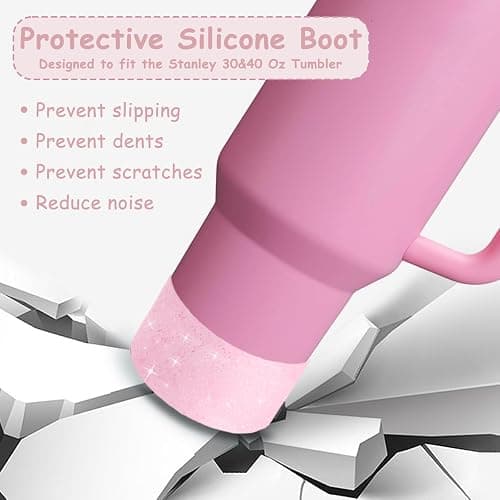 Stanley Cup Accessories Set,Including 2 Pcs 0.4in Straw Cover, 1 Silicone Spill-Proof Stopper Set of 3, 1 Cute Bear Handle Charm, 1 Silicone Boot Fits Stanley 40&30 Oz Tumbler (Peony) thumbnail 5