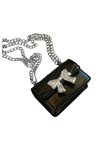 RoseSeek Women's Bow Knot Chain Cross Body Handbag Flap Mini Squared Shoulder Bags - Image 1