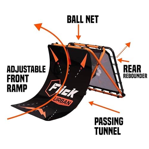 Flick Urban Soccer Skills Trainer - Rebound Board, Rebound Net, Target Net and Passing Tunnel - Proven by Science to Improve Your Soccer Skills thumbnail 2