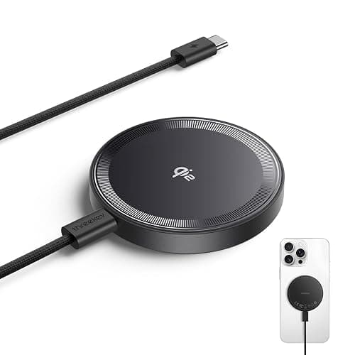 THREEKEY Qi2 MagSafe Charger, Magnetic Charger for iPhone 17/16/15/14/13/12 Series & Galaxy S25 Ultra, Qi2 Wireless Charger Dual-Sided Magnets, 15W Fast Charging Pad with 5FT USB-C Cable (Black) - Image 1