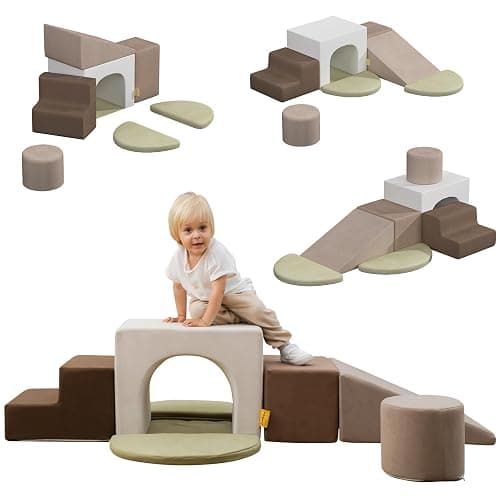 BanaSuper Blocs Mousse Éducatifs Modulables | Jeu de Motricité Intérieure pour Enfants | Parcours Motricité | Structure d'escalade Antidérapante | Design Lavable & Sécurité Renforcée (Gris) thumbnail 9