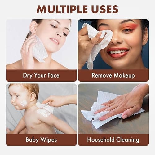 taktick Disposable Face Towels, 50 Count Ultra Soft Facial Towels for Gentle Cleansing, Face Cloths for Washing Face, Ideal Face Towels for All Skin Types, Perfect for Home and Travel, White thumbnail 6