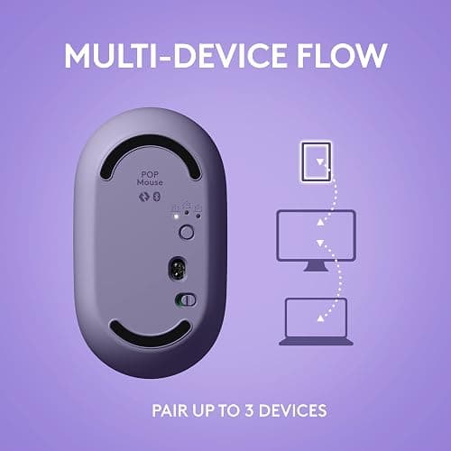 Logitech POP Mouse, Compact and Portable Wireless Bluetooth Mouse - Cosmos | Compact, portable, programmable buttons, easy-switch between up to 3 devices, for laptop, tablet, PC thumbnail 8