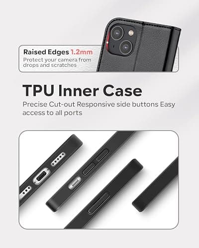 OCASE Phone 14 Plus Wallet Case, Durable PU Leather Flip Folio Case with 3 Card Holders, RFID Blocking, Shockproof TPU Inner Shell, Protective Phone Cover for Women Men, 6.7 Inch, Black thumbnail 5
