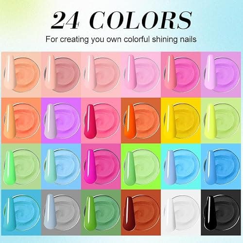 Acrylic Nail Kit, 24 Colors Acrylic Nail Powder Set (10g/0.35oz Jars), 3D Gel Nail Art, Long-Lasting, Easy-to-Blend, Ideal for DIY Nail Art & Salon Professionals, No Nail Lamp Needed thumbnail 2