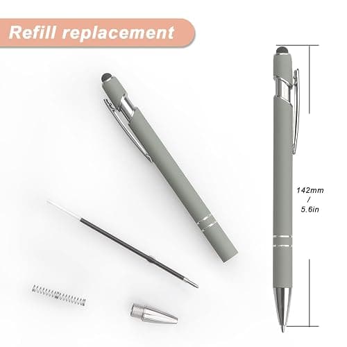 Bribobo Ballpoint Pen 2-in-1 Stylus Retractable Ballpoint Pen with Stylus tip, Metal Stylus Pen for Touch Screens, 1.0 mm Black Ink (Pastel Color) 6 Pack thumbnail 3