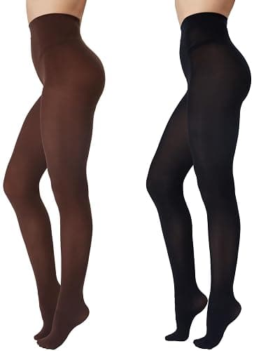Viozocy 2 Pairs Women's 80D Opaque Tights, Soft Run-Resistant High Waisted Pantyhose, Solid Color Tights With 28 Colors - Image 1