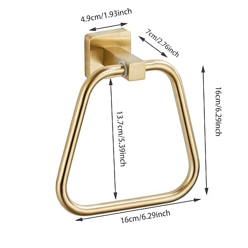 Brushed Gold Towel Ring for Bathroom, Kitchen Bath Towel Holder Hangers Wall Mount Heavy Duty Stainless Steel thumbnail 3