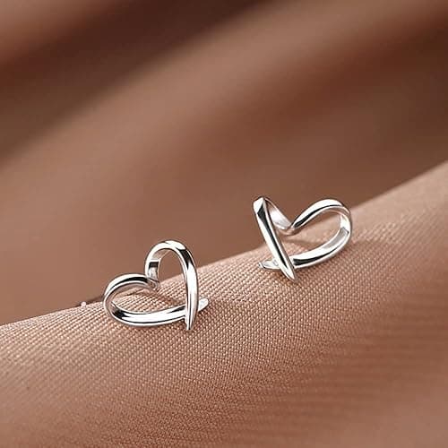 Reffeer 925 Sterling Silber Herz-Ohrstecker für Damen und Mädchen, kleine Ohrstecker, Herz-Ohrringe thumbnail 5